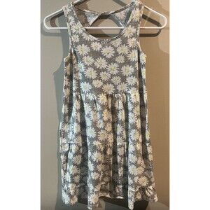 So Butterfly Tank Dress Girls Size 10 Sleeveless Grey Flowers Summer Racerback